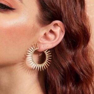 New! 14K Rose Gold Plated Boho Statement Sun Earrings (NWOT)